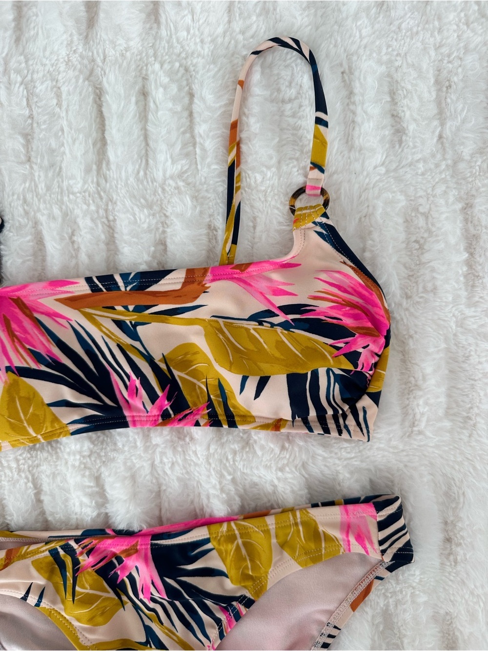 Target Tropical Leaf Print Bikini Set in Pink, Olive & Navy - Picture 2 of 7